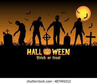 halloween zombies in a graveyard
