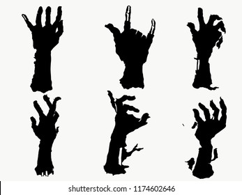 Halloween Zombies Hand Hand Drawn Vector Stock Vector (Royalty Free ...