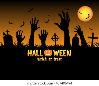 halloween zombies hand in a graveyard