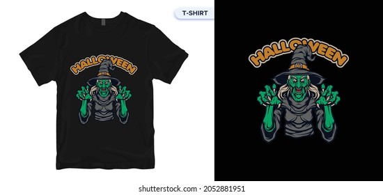 Halloween_mascot T-Shirt Design. Vector print, typography, poster. Global swatches.