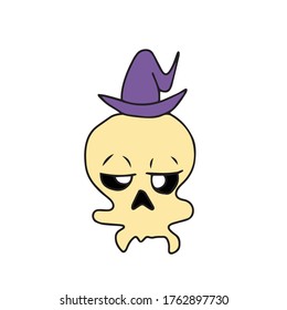 Halloween.a skull.Vector children's illustration on a white isolated background.
