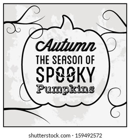 Halloween/Autumn Card. Black & White Vector Illustration