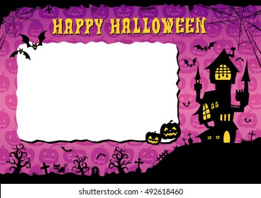 Halloween.Background of Castle. Purple gradation. Side.