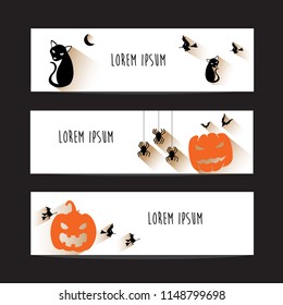 halloweenbanner, pumpkin, bat, vector.