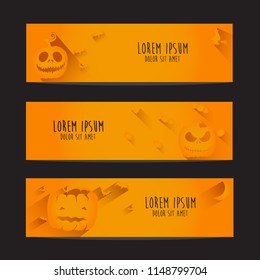 halloweenbanner, pumpkin, bat, vector.