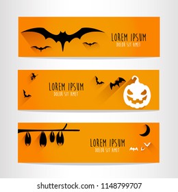 halloweenbanner, pumpkin, bat, vector.