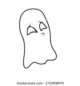 Halloween.Cute Ghost with Vector children's illustration on a white isolated background.