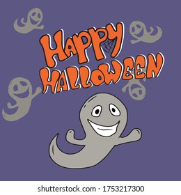 Halloween.Cute Ghost with Vector children's illustration on a isolated background.