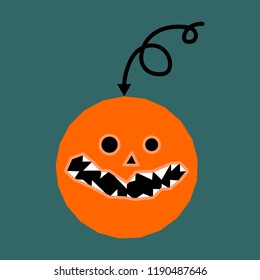 Halloween,dark orange toothy pumpkin.