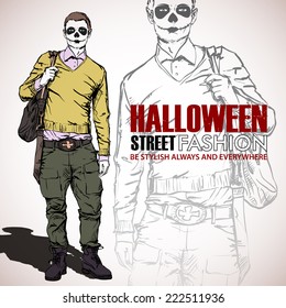Halloween/Day of The Dead. Vector illustration with dude.