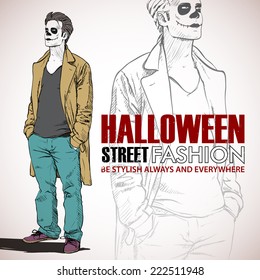 Halloween/Day of The Dead. Vector illustration with dude.