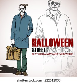 Halloween/Day of The Dead. Vector illustration with dude.