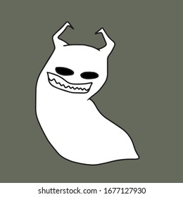 Halloween.Frightening a Ghost .Vector children's illustration on an isolated background.coloring