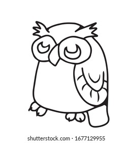 Halloween.Funny owl.Vector children's illustration on a white isolated background.coloring