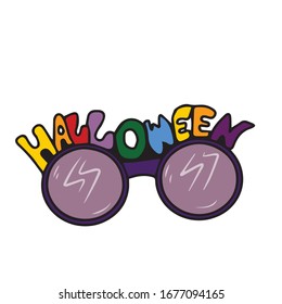 Halloween.Glasses with the text Halloween.Vector illustration on a white isolated background.