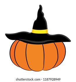 halloween.happy halloween. pumpkin and black hat