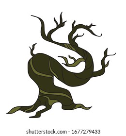 Halloween.Intimidating ebony.Vector children's illustration on a white isolated background.