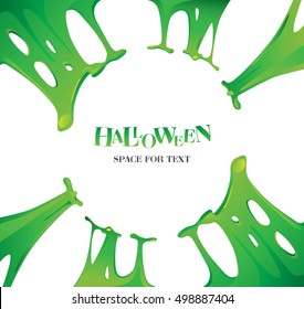 Halloween.Poster for Halloween.Green slime background.Realistic texture of green slime.Glue.Jelly. Scary poster. The sticky substance.Vector.