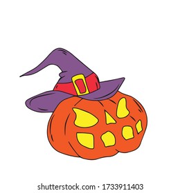 Halloween.Pumpkin from which three ghosts climb out.Vector children's illustration on a white isolated background.