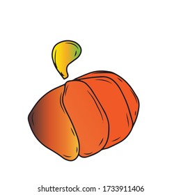 Halloween.Pumpkin from which three ghosts climb out.Vector children's illustration on a white isolated background.