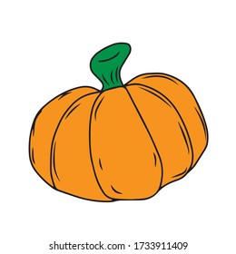 Halloween.Pumpkin from which three ghosts climb out.Vector children's illustration on a white isolated background.