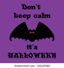 Halloween's card or poster with bat. Flat design. Vector EPS 10