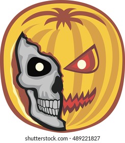 halloweens coat of arms with skull, grunge.vintage design t-shirts