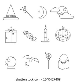 Halloween's icons isolated on white background.