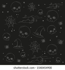 Halloween's pattern on black background.
