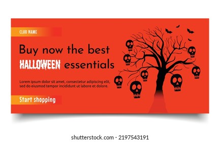 Halloween's sale banner or poster design template. Illustration of a Halloween background.