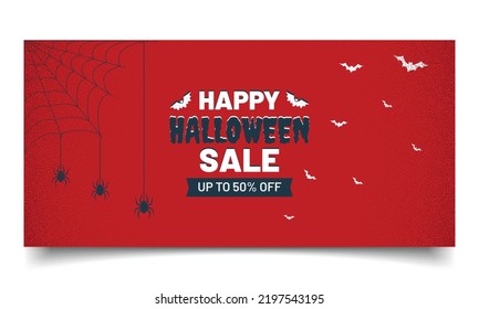 Halloween's sale banner or poster design template. Illustration of a Halloween background.