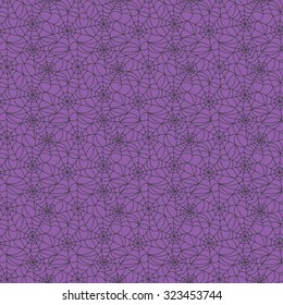 Halloween's seamless pattern. Dark grey spiderweb on a purple background. Vector EPS10