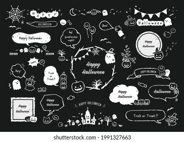 Halloween's speech Balloon collection. blackboard, cafe, stamp (With text)