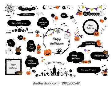 Halloween's speech Balloon collection. Color, flat design (With text)