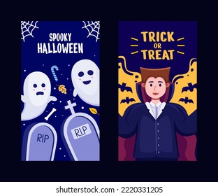 Halloween's stories for social media template design.
Halloween's celebration social media stories collection.
Happy Halloween design for social media post.
Suitable for greeting card, web, animation