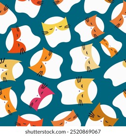 Halloweens vector seamless pattern with boo cat