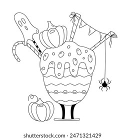 Halloween-Stylized Milkshake Coloring Page Is An Adult Anti-Stress Activity