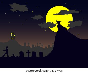 Halloween-themed background.