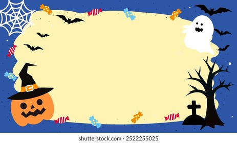 Halloweenthemed border wallpaper with pumpkins and bats on an orange background  