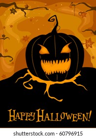 Halloween-themed Design Featuring a Creepy Jack-o-Lantern - Vector