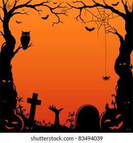 halloween-themed paper-cut style border with space for custom text.