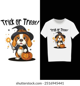 Halloween-trick or treat-typography- unique-T-Shirt Design