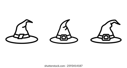 halloween-witch-cap outline or line icon design bundle.