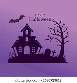 hallowen background, sacred background, old tree, spooky castle, witch and full moon