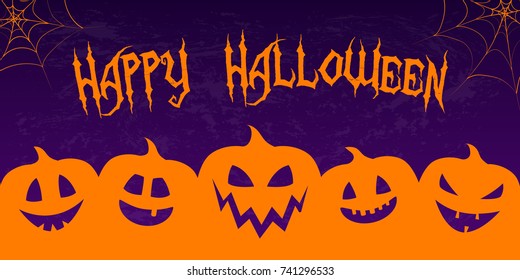 Hallowen - banner with funny lanterns. Vector.e