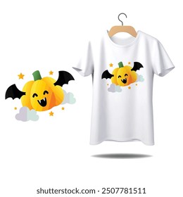 Hallowen Bat love moon T shirt Design