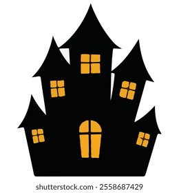 hallowen black catle icon vector design