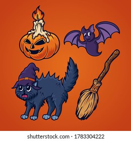 Hallowen cartoon set vector illustration