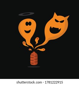 Hallowen character or ghost character funny and simple, flat design