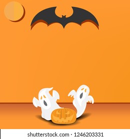 hallowen day on orange background. vactor illustration of a happy hallowen